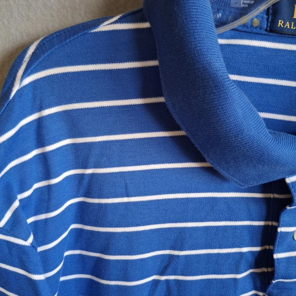 Polo Ralph Lauren Shirt Mens XL Blue White Striped Long Sleeve Polo Pony Logo